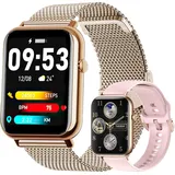 Smartwatch Damen Herren, Smartwatch mit Telefonfunktion, 2,1" HD Fitness Tracker Uhr, IP67 Wasserdicht Pulsmesser Schrittzähler Aktivitätstracker