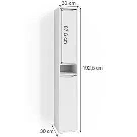 Vicco Ruben Hochschrank 30 x 192,5 cm Weiß Spanplatte