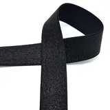 Glitzer Gummiband 40 mm weich elastisch | Glitzerband mit Lurex | Bundgummi für Röcke Hosen Kleidung DIY Nähen | 1 m Stücke, Meterware oder Farbsets (schwarz)
