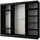 beautysofa Schiebtürenschrank PACO 250 cm - Kleiderschrank inkl. 3 Schiebtüren Schrank mit Spiegel & Kleiderstange, Farbe: Schwarz - Schwarz