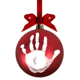 Pearhead Baby Handprint or Footprint Ornament Kit, Newborn Holiday Nursery Décor, Baby's First Christmas Ball Ornament, Baby Girl or Baby Boy Personalized Gift, Red Bauble