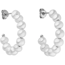 Paar Creolen PURELEI "Schmuck Geschenk Aina Ohrringe, 2125-Earring-Aina", silber (edelstahlfarben, weiß), Ohrringe, Damen, Edelstahl-Perlen, Edelstahl, Perlen, mit Süßwasserzuchtperle