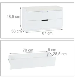 Relaxdays Sitzkommode mit 2 Schubladen, gepolsterte Sitzfläche, Flurbank mit Stauraum, HxBxT: 48,5 x 87 cm,