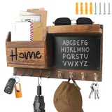 SHTALHST Schlüsselbrett aus Holz mit Ablage – 40x22 cm, Wandgarderobe mit Ablage, Schlüsselkasten Holz mit 9 Schlüsselhaken, Schlüsselbrett für den Flur Deko, Schlüsselablage, Wohnungs Zubehör