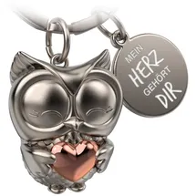FABACH Eule Owly mit Herz und Gravur - Süßer Schlüsselanhänger Eule - Freundschaft und Liebe Glücksbringer aus Metall für Frauen - Mein Herz gehört dir