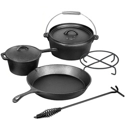 El Fuego Grilltopf El Fuego Dutch Oven 5 tlg. Set AY4661 Pfanne Schmortopf Saucentopf