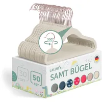 Laleni Kinderkleiderbügel - 50 sensibles protested Kleiderbügel mit Samt Rutschfest - 360° drehbare - Rosegold & Elfenbein