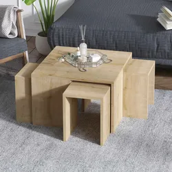 Oviala Business Vielseitiger ausziehbarer Couchtisch Melamin in Holzoptik