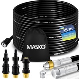 MASKO MASKO® Premium Rohrreinigungsschlauch Set Abflussreiniger 200 bar inkl. Tasche 3 Adapter 2 Düsen + rotierend kompatibel mit Kärcher k2-k7 LAVOR Hochdruckreiniger universal Rohrreinigungsset