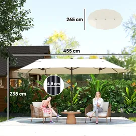 Outsunny Marktschirm mit Handkurbel 460 x 270 cm beige
