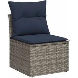 vidaXL 9-teiliges Gartensofa-Set mit Kissen, grau, Polyrattan