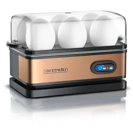 Arendo Eierkocher 6-fach, 400 W, Edelstahl, Warmhaltefunktion, Härtegrad einstellbar, für 6 Eier, Kupfer