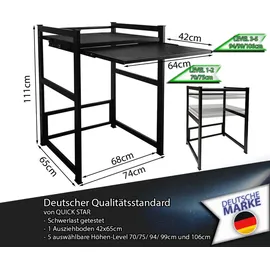 Quick Star Waschmaschinenregal 74 x 65 x 111 cm Schwarz