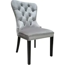 LEONIQUE Stuhl Cassy (Set, 2 St), Polsterstuhl, silbergrauer Velour, Ziernägel, 50x62x101 grau