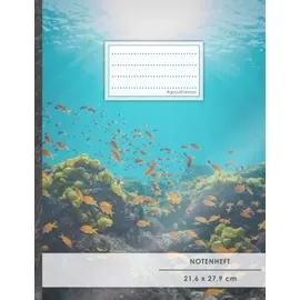 CreateSpace Notenheft: DIN A4 • 48 Seiten, 24 Blatt, 12 Systeme, „Underwater“ • Original #GoodMemos Schulheft • Mit Inhaltsverzeichnis und Seitenzahlen, Noten-Lineatur 14