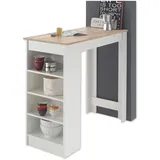 Stella Trading Bartisch in weiss mit Tischplatte in Eiche, Sonoma und seitlichem Regal