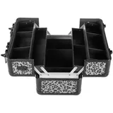 anndora Kosmetikkoffer Multikoffer Rahmenkoffer mit leoprint, variable Fächerunterteilung - mit abnehmbarem Tragegurt grau