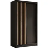 AX Living Schwebetürenschrank, Schwarz, Walnuss, Kunststoff, Teilmassiv,Kiefer, Rechteckig, 120x216.1x61 cm, Hergestellt in Europa, FSC Mix, Reach, Schlafzimmer, Kleiderschränke, Schwebetürenschränke