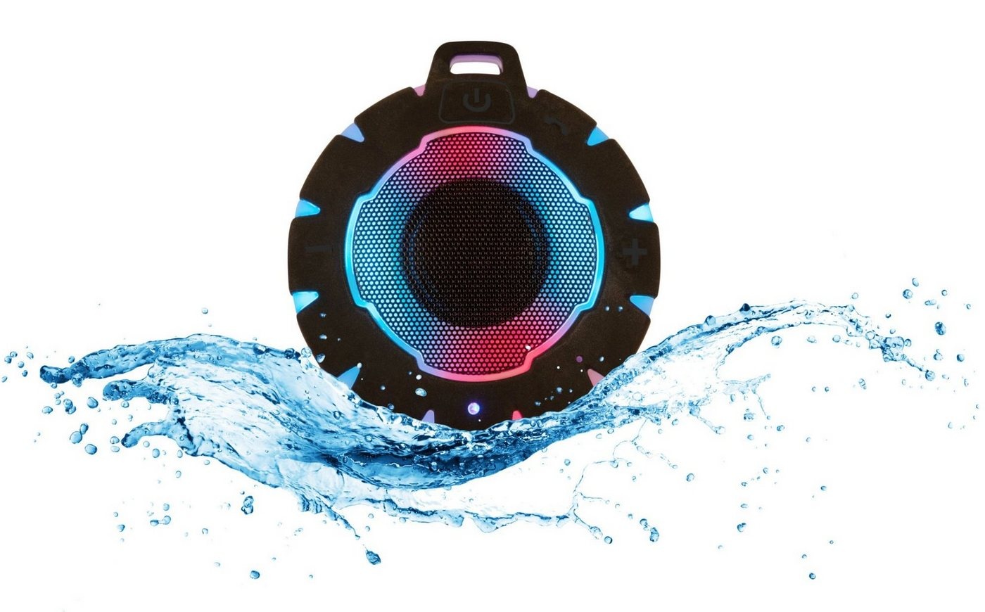 Beatfoxx Beatfoxx WBS-18L "SurfRider" Bluetooth® Speaker Wireless Lautsprecher (Bluetooth, 5 W, Wasserdichter Lautsprecher mit Lichteffekte & Freisprecheinrichtung) schwarz