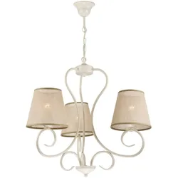 Licht-Erlebnisse Kronleuchter Beige Landhaus Stoff Esstisch Lampe