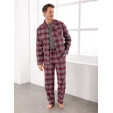 wäschepur WITT WEIDEN Schlafanzug-Shirt in burgund-steingrau-kariert | Gr.: 52/54