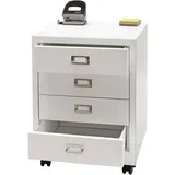 Mendler Rollcontainer HWC-L49, Schubladenschrank Stahlschrank Aktenschrank, Metall 55x40x41cm 4 Schubladen ~ weiß
