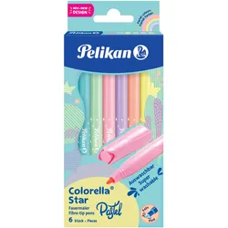 Pelikan 822282, Fein, 6 Farben, Gemischte Farben, Rundspitze, Faser, Mehrfarbig
