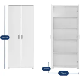 home collective Mehrzweckschrank 75 x 35 x 184 cm Weiß