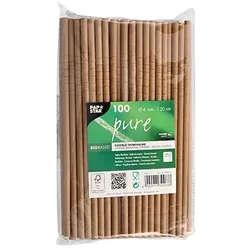 PAPSTAR 1000 Trinkhalme, Papier "pure" Ø 6 mm · 20 cm braun flexibel
