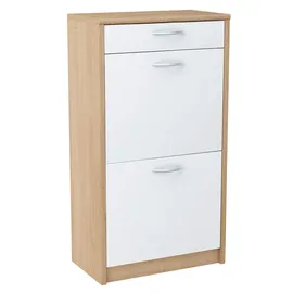 matkam Schuhschrank 50 x 92 x 28 cm mit 1 Schublade Sonoma Eiche / weiß