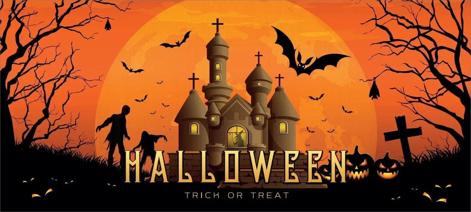 Preisvergleich Produktbild EUROPALMS Halloween Banner, Geisterhaus, 400x180cm