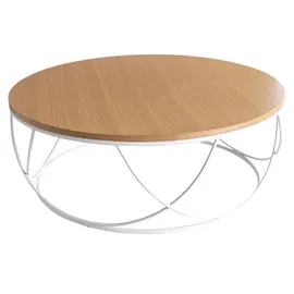miliboo Couchtisch rund Weiß Eiche 80 cm