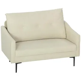 Homcom Sofa 2-Sitzer 124 cm Kleine Couch mit Armlehne, Samtoptik, Cremeweiß - Weiß