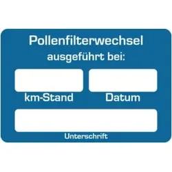 Eichner Kundendienstaufkleber Text: Pollenfilter