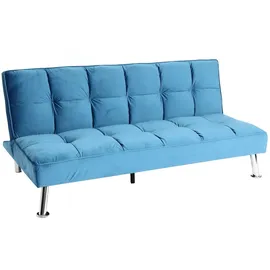 Mendler Sofa HWC-K21, Klappsofa Couch Schlafsofa, Nosagfederung Schlaffunktion Liegefläche 181x107cm ~ Samt, blau