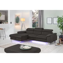 Cotta Ecksofa Komaris, Ecksofa, wahlweise mit RGB-LED-Beleuchtung und Bettfunktion/Bettkasten, braun