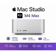 Apple Mac Studio M4 Max 64 GB RAM 1 TB SSD 40-Core GPU Z1CD-80DECTO