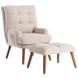 RIYO Relaxsessel Loungesessel mit Fußstütze neigbar Stuhl mit seitlicher Ablage, mit Relaxfunktion beige