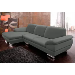 CALIA ITALIA Ecksofa »Glamour, italienisches Designsofa, tollem Sitzkomfort zum Entspannen«, mit tollem Lederbezug und Designfuß, L-Form CALIA ITALIA grau