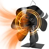 Jumoking Ofenventilator Kamin Ventilator Kaminventilator mit 6 Blättern Kaminbesteck Lüfter für Kaminofen Holzofen Pelletofen ohne strom Leiser Bet (MittelgroBe)