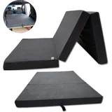 Klappmatratze kompatibel mit VW Caddy 3-teilige Faltmatratze | 120 x 200cm [schwarz] - Schwarz