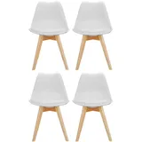 Mid.you Stuhl-Set, Weiß, Buche, Kunststoff, Textil, Buche, konisch, 48x87x56 cm, Esszimmer, Stühle, Esszimmerstühle, Esszimmerstühle-Set