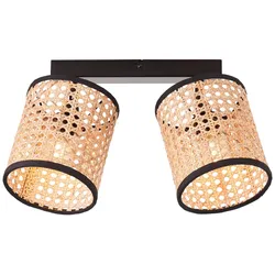 BRILLIANT Lampe, Wiley Spotbalken 2flg holz hell/schwarz, 2x D45, E14, 60W, Köpfe schwenkbar