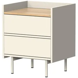 Vicco Nachttisch, Velina, Creme, 48 x 58 cm mit 2 Schubladen
