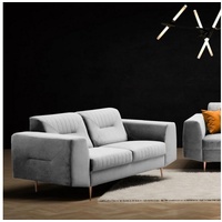 Beautysofa 2-Sitzer VENEZIA, Relaxsofa im modernes Design, mit Metallbeine, Zweisitzer Sofa aus Velours grau