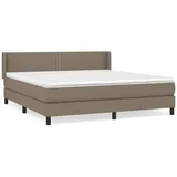 vidaXL Boxspringbett mit Matratze Taupe 160x200 cm Stoff