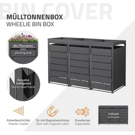 ML-Design Mülltonnenbox 196 x 80 x 124 cm anthrazit