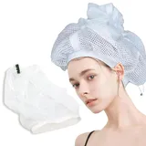 Ruikdly Net Plopping Cap, Trockenhauben für Haare Haarnetz Plopping für Lockigem Haare mit Verstellbarem Kordelzug 2 in 1 Diffuser Cap for Curly Hair Wiederverwendbare Haarnetz-Netzschals