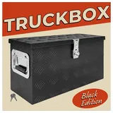 TRUCKY - Deichselbox Schwarz Werkzeugkasten Truckbox Alu Box Anhänger Kiste mit Deckel Abschließbar Alubox Transportbox Werkzeugbox Aluminium Aufbewahrungsbox D040