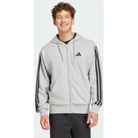 Adidas Essentials 3-Streifen French Terry Reißverschlusspullover Medium Grey Heather / Black L